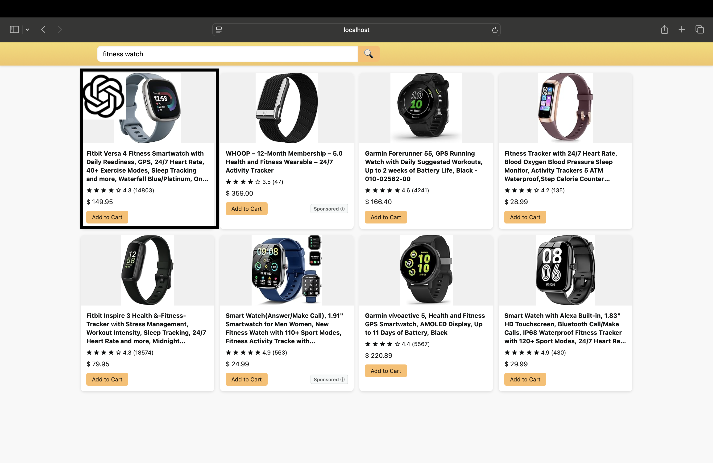 Then the agent selects a product. Here GPT4.1 makes its selection
